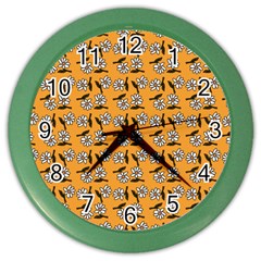 Daisy Orange Color Wall Clock