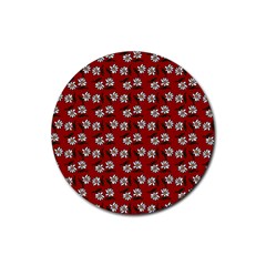 Daisy Red Rubber Round Coaster (4 Pack)  by snowwhitegirl