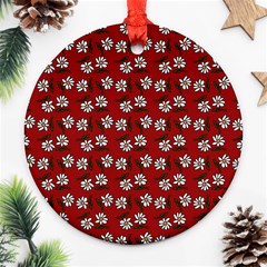 Daisy Red Round Ornament (two Sides) by snowwhitegirl