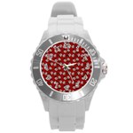 Daisy Red Round Plastic Sport Watch (L) Front