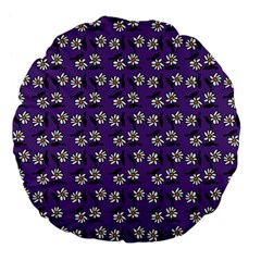 Daisy Purple Large 18  Premium Flano Round Cushions