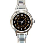 Background Pattern Bright Graphic Round Italian Charm Watch Front