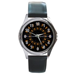 Background Pattern Bright Graphic Round Metal Watch by Pakrebo