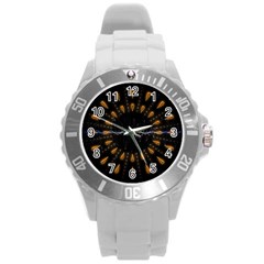 Background Pattern Bright Graphic Round Plastic Sport Watch (l) by Pakrebo