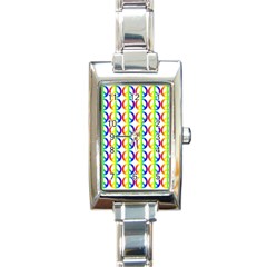 Retro Rainbow Gradient Peace Symbol Rectangle Italian Charm Watch by Pakrebo