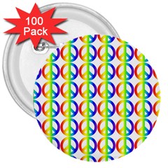 Retro Rainbow Gradient Peace Symbol 3  Buttons (100 Pack)  by Pakrebo