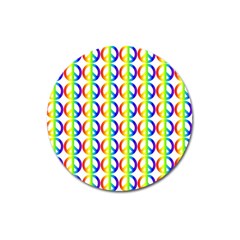 Retro Rainbow Gradient Peace Symbol Magnet 3  (round) by Pakrebo