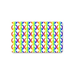 Retro Rainbow Gradient Peace Symbol Magnet (name Card) by Pakrebo