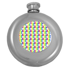 Retro Rainbow Gradient Peace Symbol Round Hip Flask (5 Oz) by Pakrebo