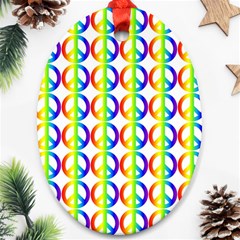 Retro Rainbow Gradient Peace Symbol Oval Ornament (two Sides) by Pakrebo