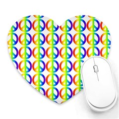 Retro Rainbow Gradient Peace Symbol Heart Mousepads by Pakrebo