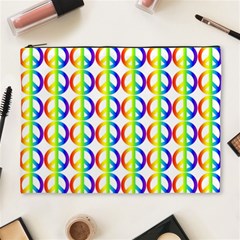 Retro Rainbow Gradient Peace Symbol Cosmetic Bag (xl) by Pakrebo