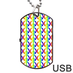 Retro Rainbow Gradient Peace Symbol Dog Tag Usb Flash (one Side) by Pakrebo