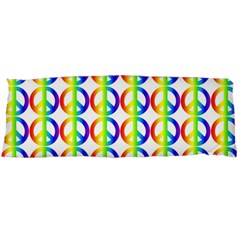 Retro Rainbow Gradient Peace Symbol Body Pillow Case (dakimakura) by Pakrebo