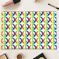 Retro Rainbow Gradient Peace Symbol Cosmetic Bag (xxl) by Pakrebo