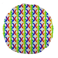 Retro Rainbow Gradient Peace Symbol Large 18  Premium Round Cushions by Pakrebo