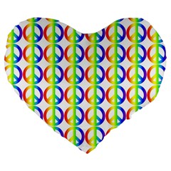 Retro Rainbow Gradient Peace Symbol Large 19  Premium Heart Shape Cushions by Pakrebo