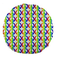 Retro Rainbow Gradient Peace Symbol Large 18  Premium Flano Round Cushions by Pakrebo