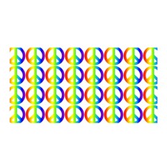 Retro Rainbow Gradient Peace Symbol Satin Wrap by Pakrebo