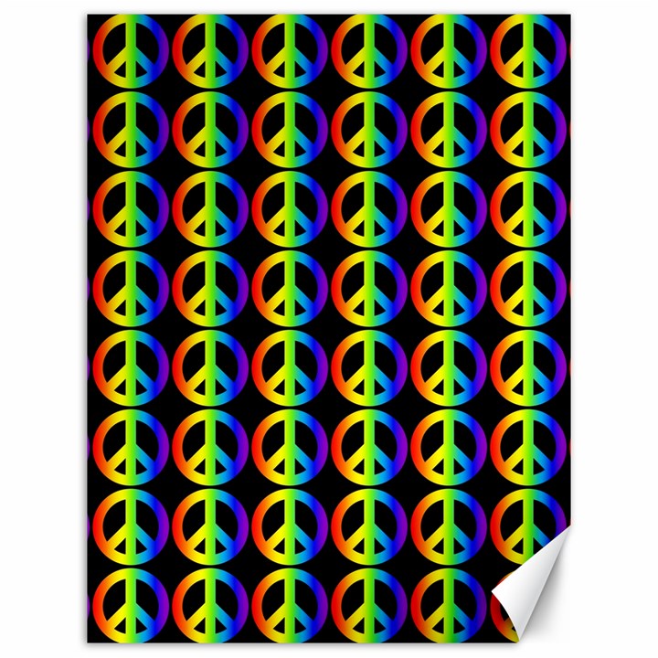 Retro Rainbow Gradient Peace Symbol Canvas 12  x 16 