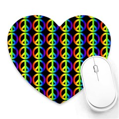 Retro Rainbow Gradient Peace Symbol Heart Mousepads by Pakrebo