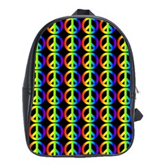 Retro Rainbow Gradient Peace Symbol School Bag (large) by Pakrebo