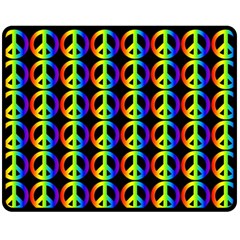 Retro Rainbow Gradient Peace Symbol Fleece Blanket (medium)  by Pakrebo