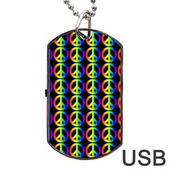 Retro Rainbow Gradient Peace Symbol Dog Tag Usb Flash (one Side) by Pakrebo