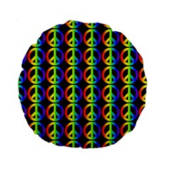 Retro Rainbow Gradient Peace Symbol Standard 15  Premium Round Cushions by Pakrebo