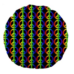 Retro Rainbow Gradient Peace Symbol Large 18  Premium Round Cushions by Pakrebo