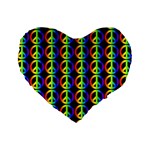 Retro Rainbow Gradient Peace Symbol Standard 16  Premium Heart Shape Cushions Front