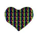 Retro Rainbow Gradient Peace Symbol Standard 16  Premium Heart Shape Cushions Back