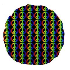 Retro Rainbow Gradient Peace Symbol Large 18  Premium Flano Round Cushions by Pakrebo