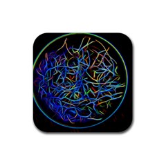 Neon Background Light Design Rubber Coaster (square)  by Pakrebo