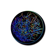 Neon Background Light Design Rubber Round Coaster (4 Pack)  by Pakrebo