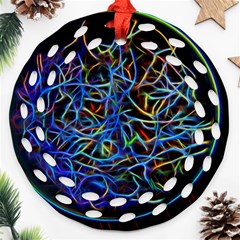 Neon Background Light Design Ornament (round Filigree) by Pakrebo