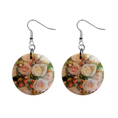 Ackground Flowers Colorful Mini Button Earrings