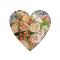 Ackground Flowers Colorful Heart Magnet