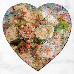 Ackground Flowers Colorful Jigsaw Puzzle (heart) by Pakrebo