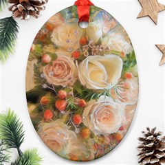 Ackground Flowers Colorful Oval Ornament (two Sides) by Pakrebo