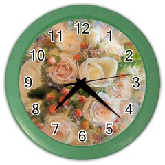 Ackground Flowers Colorful Color Wall Clock by Pakrebo