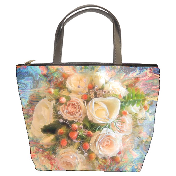 Ackground Flowers Colorful Bucket Bag