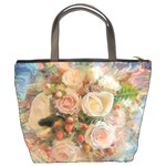 Ackground Flowers Colorful Bucket Bag Back