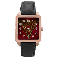 Celtic Spiritual Pattern Art Rose Gold Leather Watch  by Pakrebo