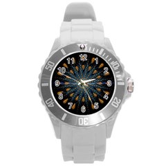 Explosion Fireworks Flare Up Round Plastic Sport Watch (l) by Pakrebo