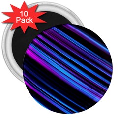 Blue Abstract Lines Pattern Light 3  Magnets (10 Pack)  by Pakrebo