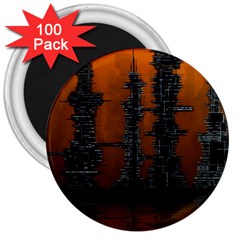 Skyline Future Graphic Sketchbook 3  Magnets (100 Pack) by Pakrebo