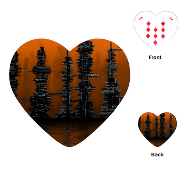 Skyline Future Graphic Sketchbook Playing Cards Single Design (Heart)