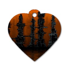 Skyline Future Graphic Sketchbook Dog Tag Heart (one Side) by Pakrebo