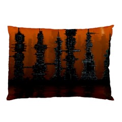 Skyline Future Graphic Sketchbook Pillow Case by Pakrebo